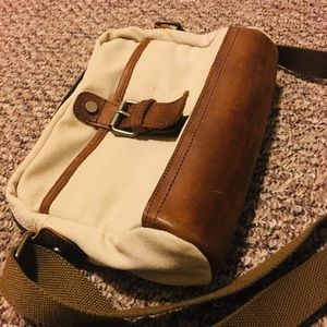 Leather- canvas crossbody bag (unisex)
